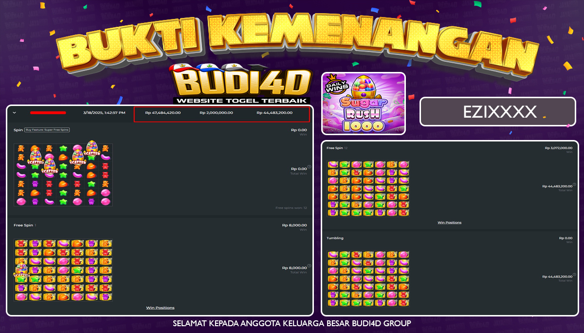 BUDI4D JACKPOT SLOT Pragmatic Play Sugar Rush 1000 Rp.40.000.000,- LUNAS