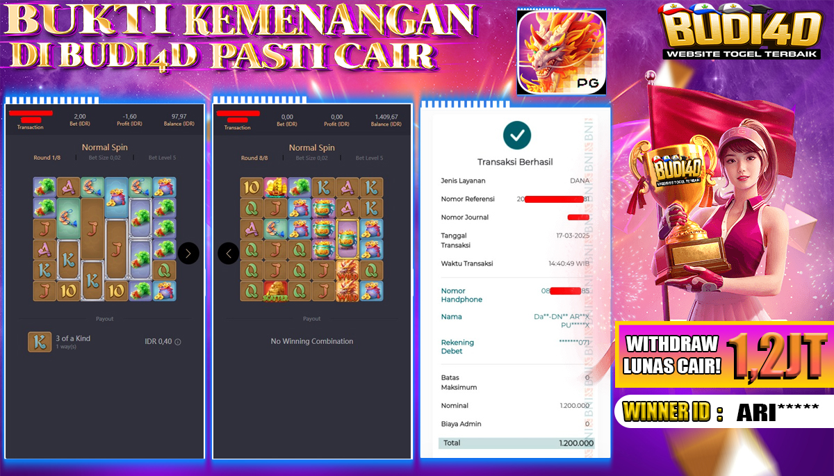 BUDI4D JACKPOT SLOT PGSoft Ways of the Qilin Rp.1.200.000,- LUNAS