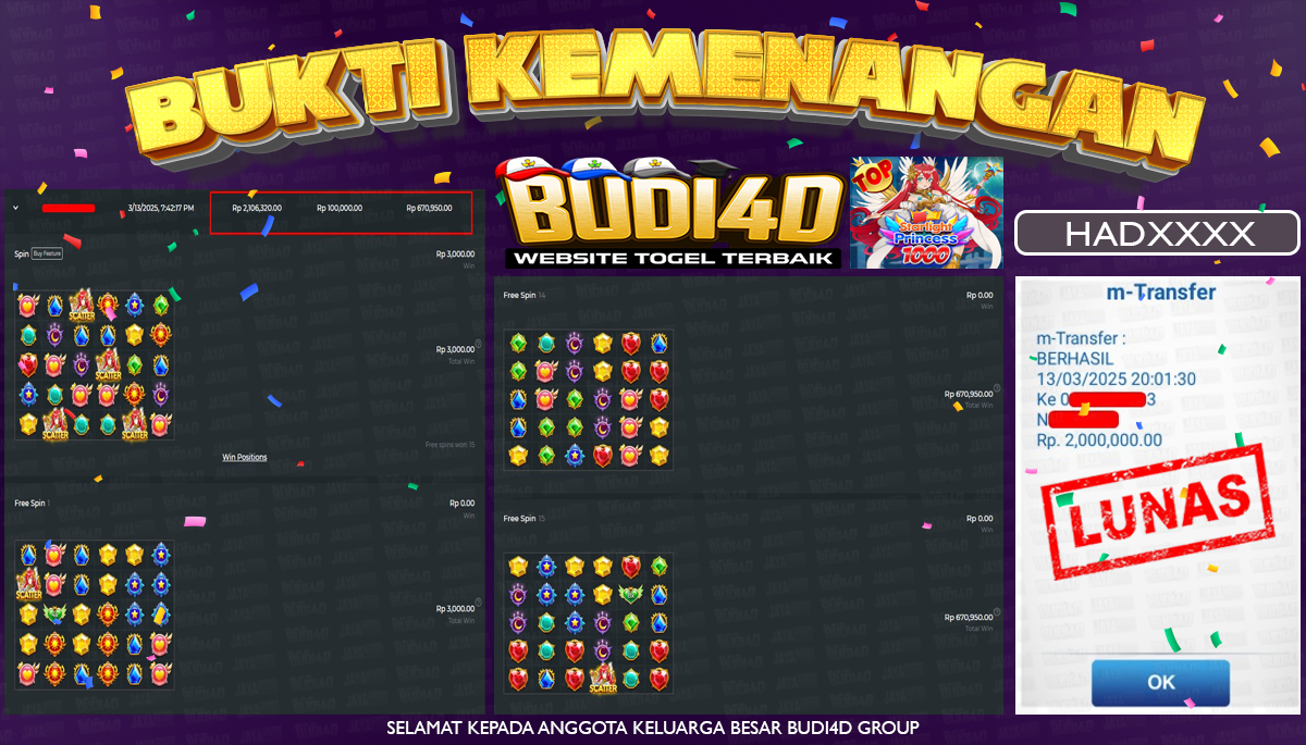 BUDI4D JACKPOT SLOT Pragmatic Play Starlight Princess 1000 Rp.2.000.000,- LUNAS