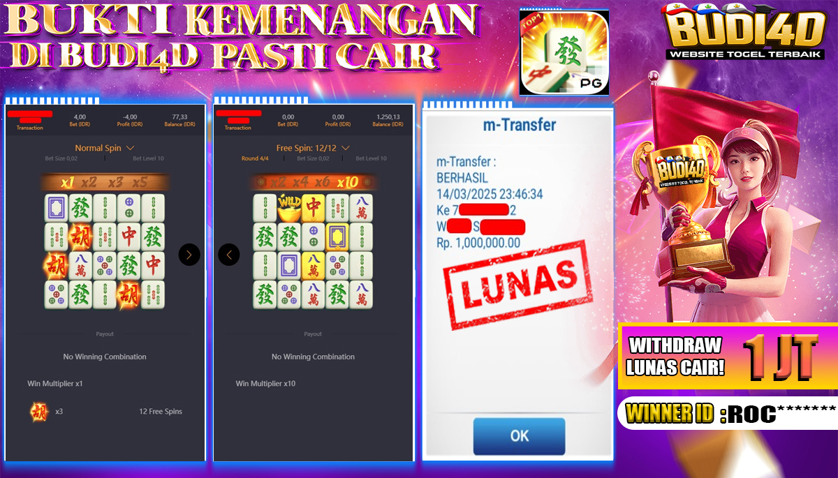 BUDI4D JACKPOT SLOT PGSoft Mahjong Ways Rp.1.000.000,- LUNAS