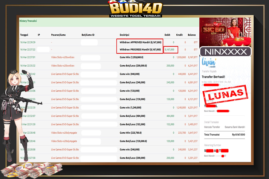 BUDI4D JACKPOT LIVE CASINO – Evolution – Super Sicbo RP.8.167.000,- LUNAS