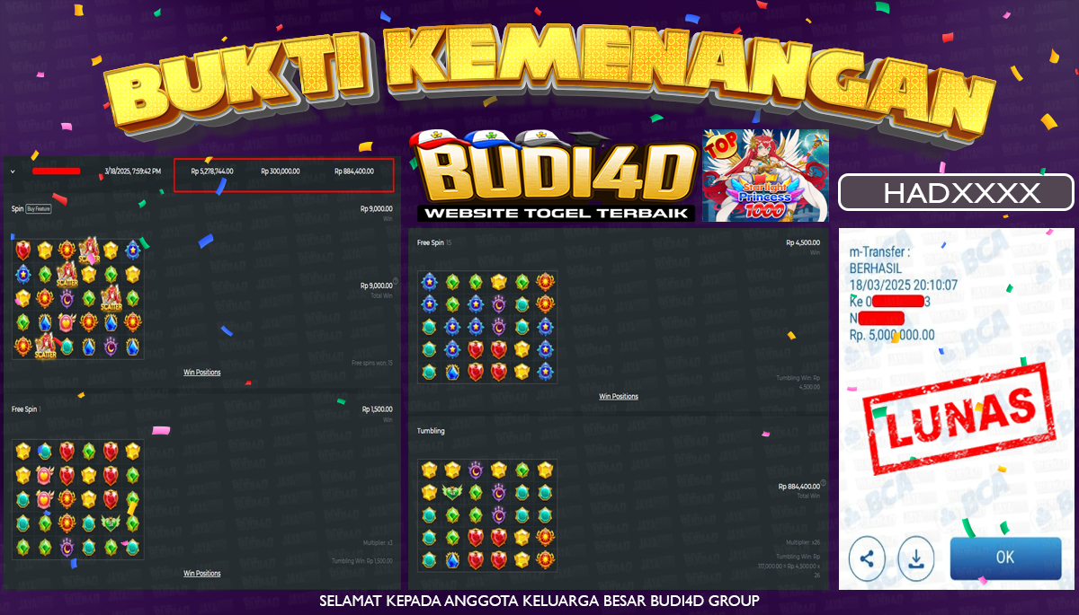 BUDI4D JACKPOT SLOT Pragmatic Play Starlight Princess 1000 Rp.5.000.000,- LUNAS