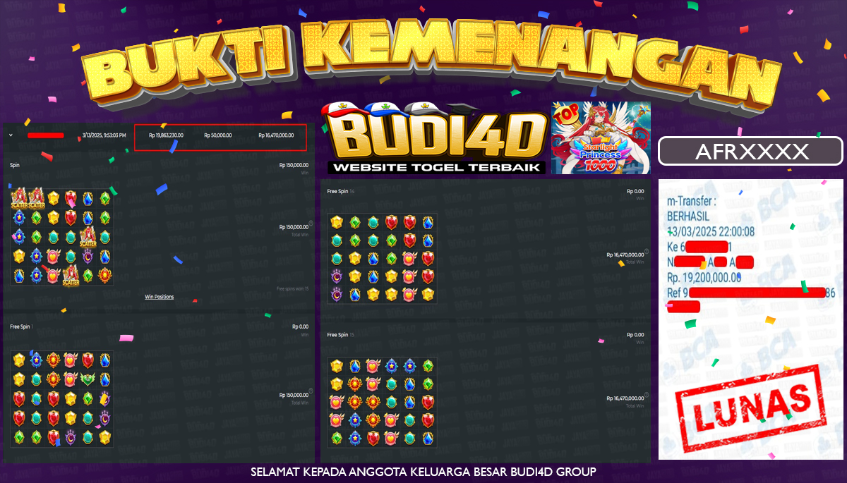 BUDI4D JACKPOT SLOT Pragmatic Play Starlight Princess 1000 Rp.19.200.000,- LUNAS