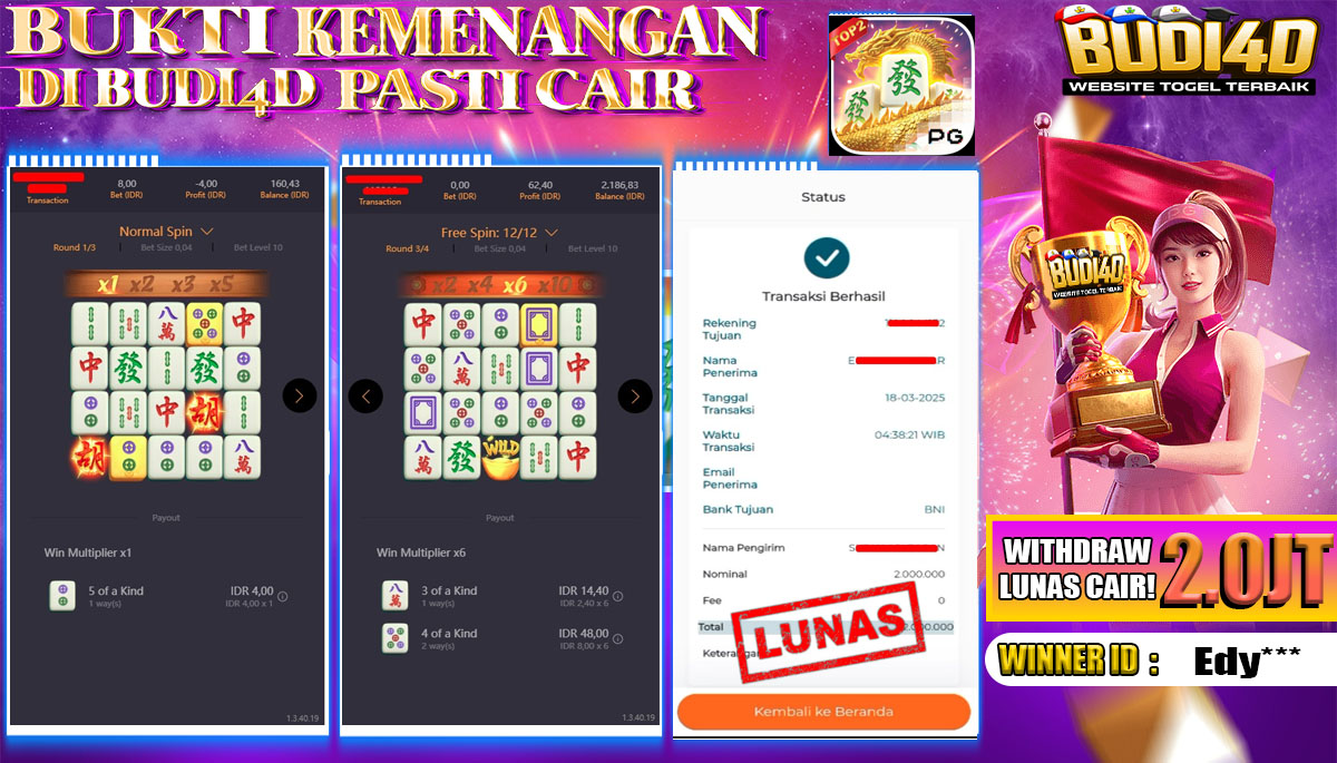 BUDI4D JACKPOT SLOT MAHJONG WAYS 2 Rp.2.000.000,- LUNAS