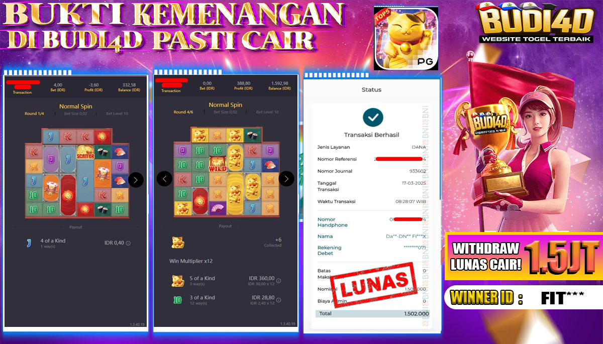 BUDI4D JACKPOT SLOT PG SOFT LUCKY NEKO Rp.1.502.000,- LUNAS