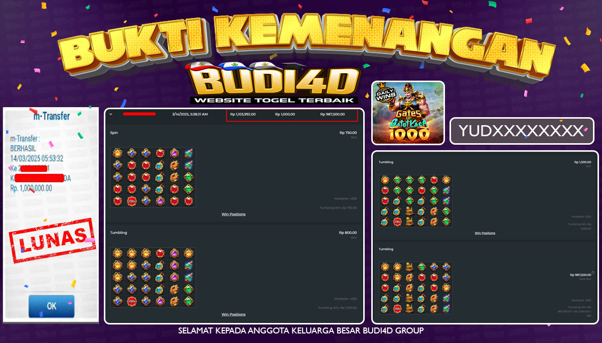 BUDI4D JACKPOT SLOT Pragmatic Play Gates of Gatot Kaca 1000 Rp.1.000.000,- LUNAS