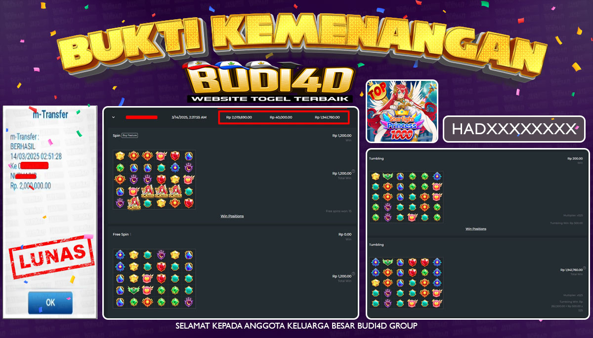 BUDI4D JACKPOT SLOT Pragmatic Play Starlight Princess 1000 Rp.2.000.000,- LUNAS