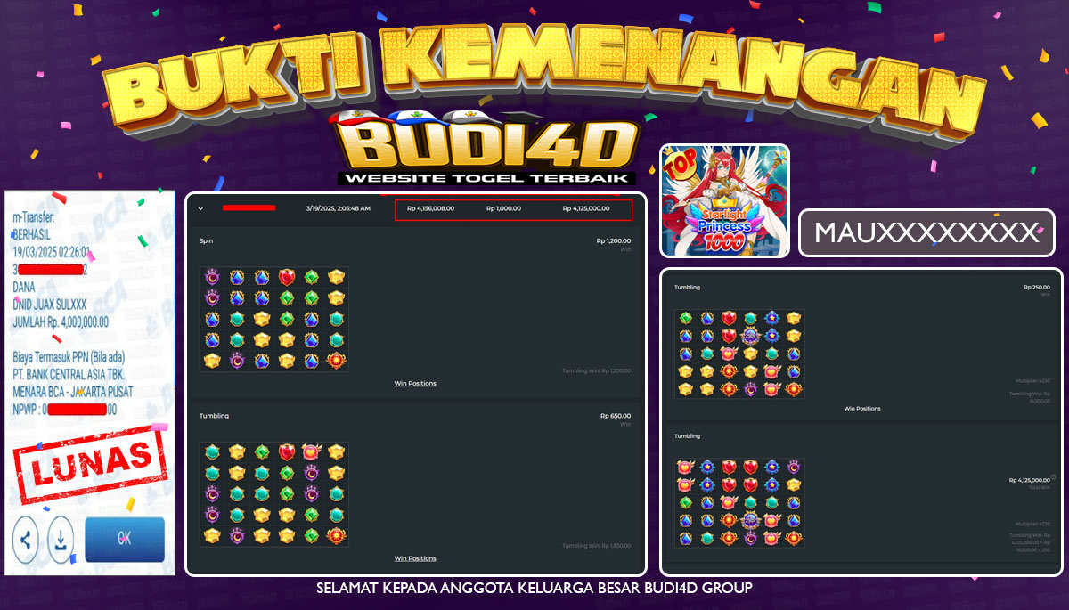 BUDI4D JACKPOT SLOT Pragmatic Play Starlight Princess 1000 Rp.4.000.000,- LUNAS