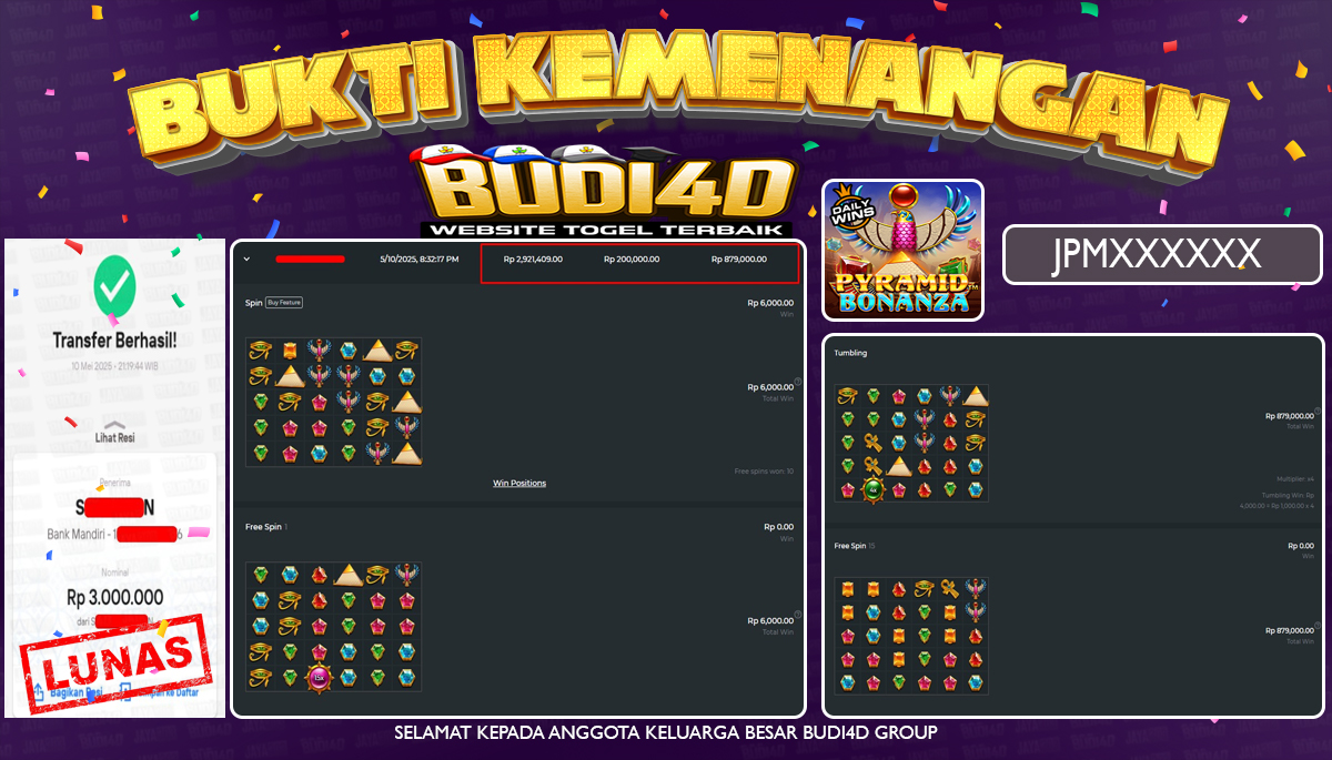 BUDI4D JACKPOT SLOT Pragmatic Play Pyramid Bonanza Rp.3.000.000,- LUNAS