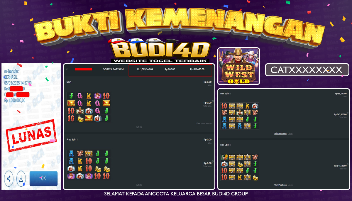 BUDI4D JACKPOT SLOT Pragmatic Play Wild West Gold Rp.1.000.000,- LUNAS