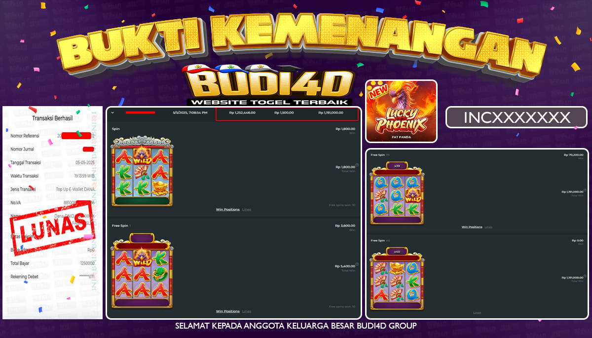BUDI4D JACKPOT SLOT Pragmatic Play Lucky Phoenix Rp.1.250.000,- LUNAS