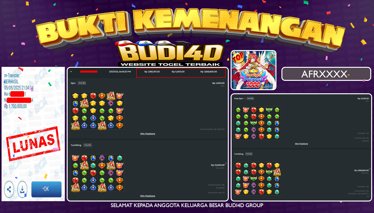 BUDI4D JACKPOT SLOT Pragmatic Play Starlight Princess 1000 Rp.1.700.000,- LUNAS