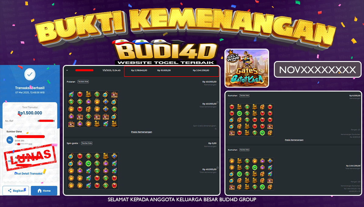 BUDI4D JACKPOT SLOT PRAGMATIC GATES OF GATOT KACA 1000 Rp.1.500.000,- LUNAS