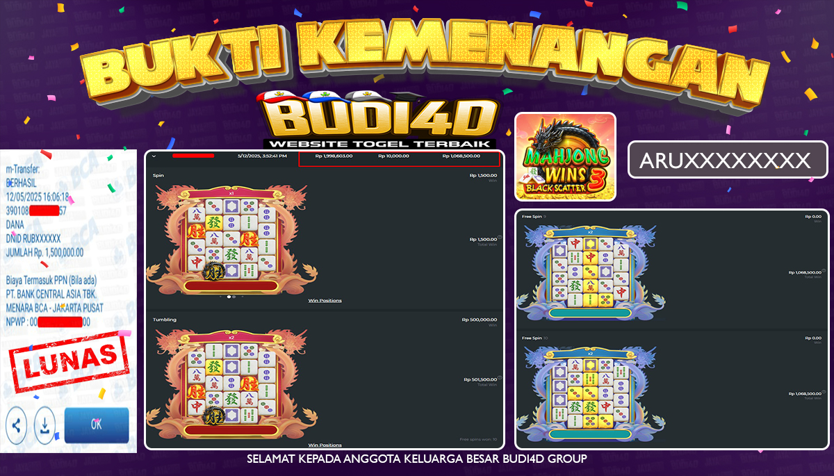 BUDI4D JACKPOT SLOT PRAGMATIC MAHJONG WINS BLACKSCATTER  Rp.1.500.000,- LUNAS
