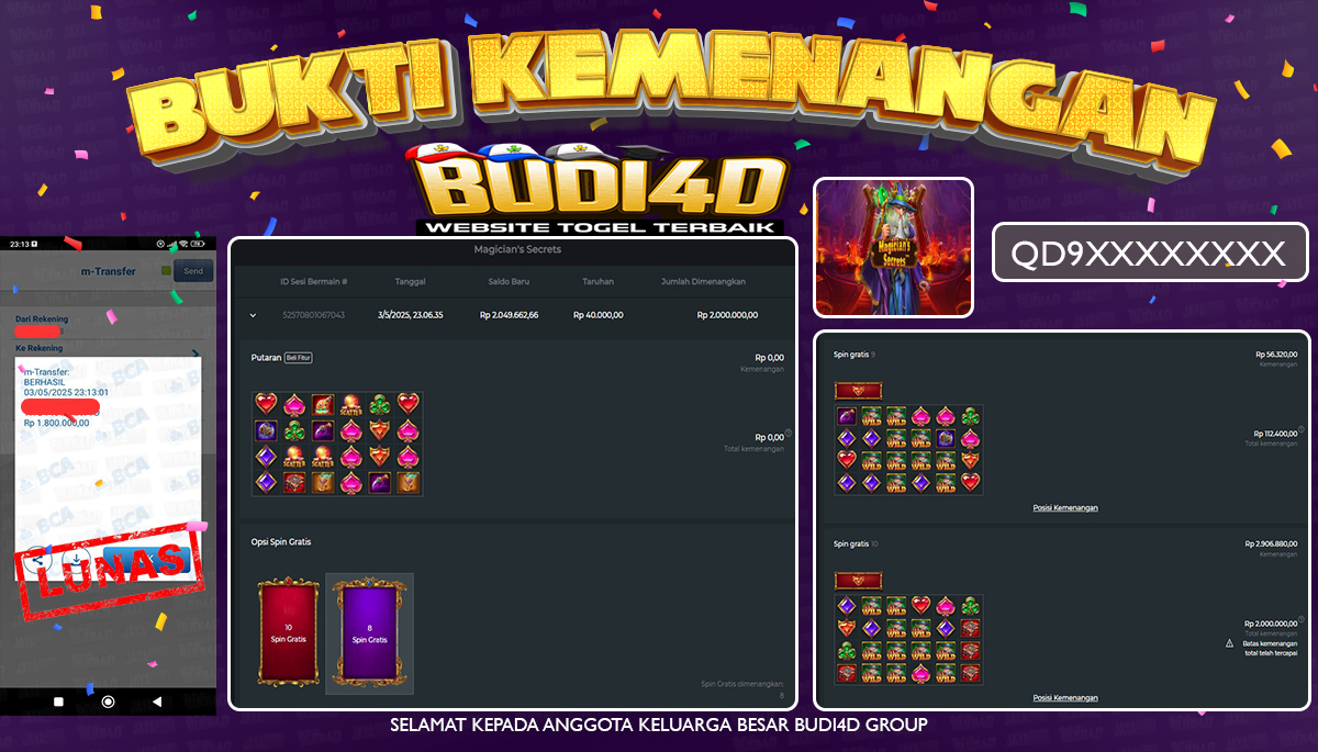 BUDI4D JACKPOT SLOT PRAGMATIC MAGICIAN SECRET Rp.1.800.000,- LUNAS