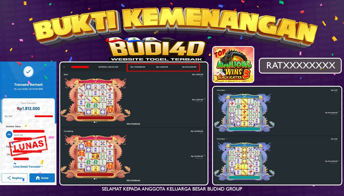 BUDI4D JACKPOT SLOT PRAGMATIC MAHJONG WINS 3 – BLACK SCATTER Rp.1.812.000,- LUNAS