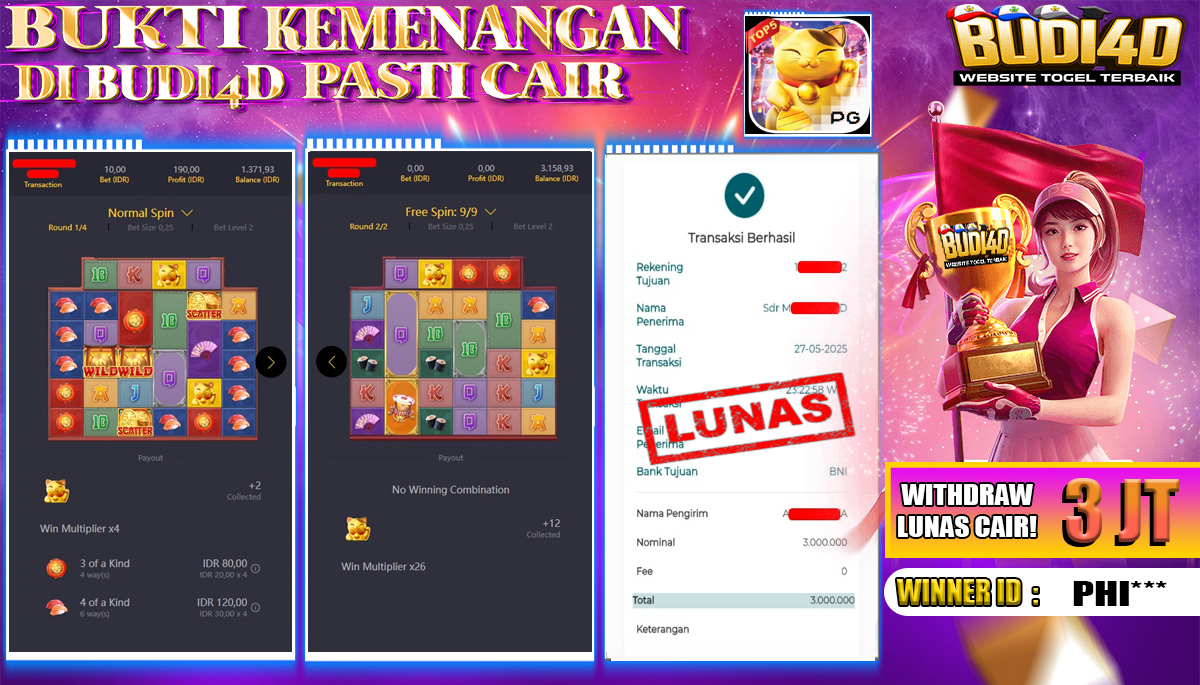 BUDI4D JACKPOT SLOT PG SOFT LUCKY NEKO Rp.3.000.000,- LUNAS