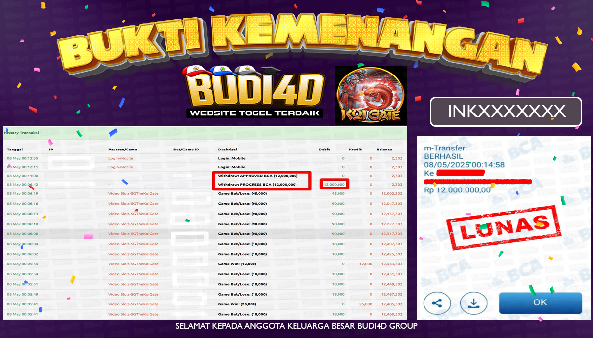 BUDI4D JACKPOT SLOT HABANERO KOI GATE Rp.12.000.000,- LUNAS