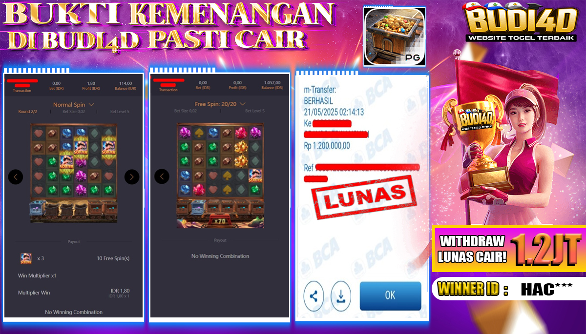 BUDI4D JACKPOT SLOT PGSOFT GEMSTONES GOLD Rp.1.200.000,- LUNAS