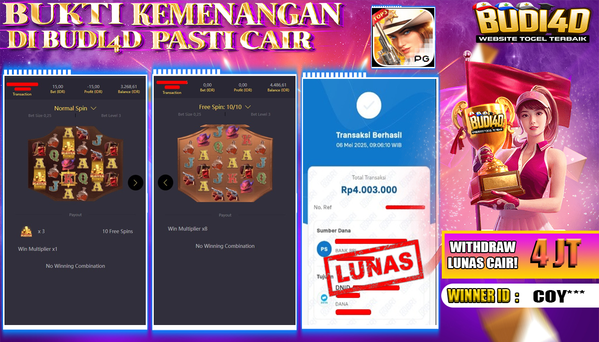 BUDI4D JACKPOT SLOT PG SOFT WILD BOUNTY SHOWDOWN Rp.4,003,000,- LUNAS
