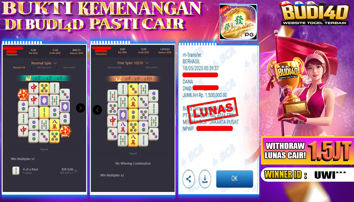 BUDI4D JACKPOT SLOT PGSOFT MAHJONG WAYS 2 Rp.1.500.000,- LUNAS