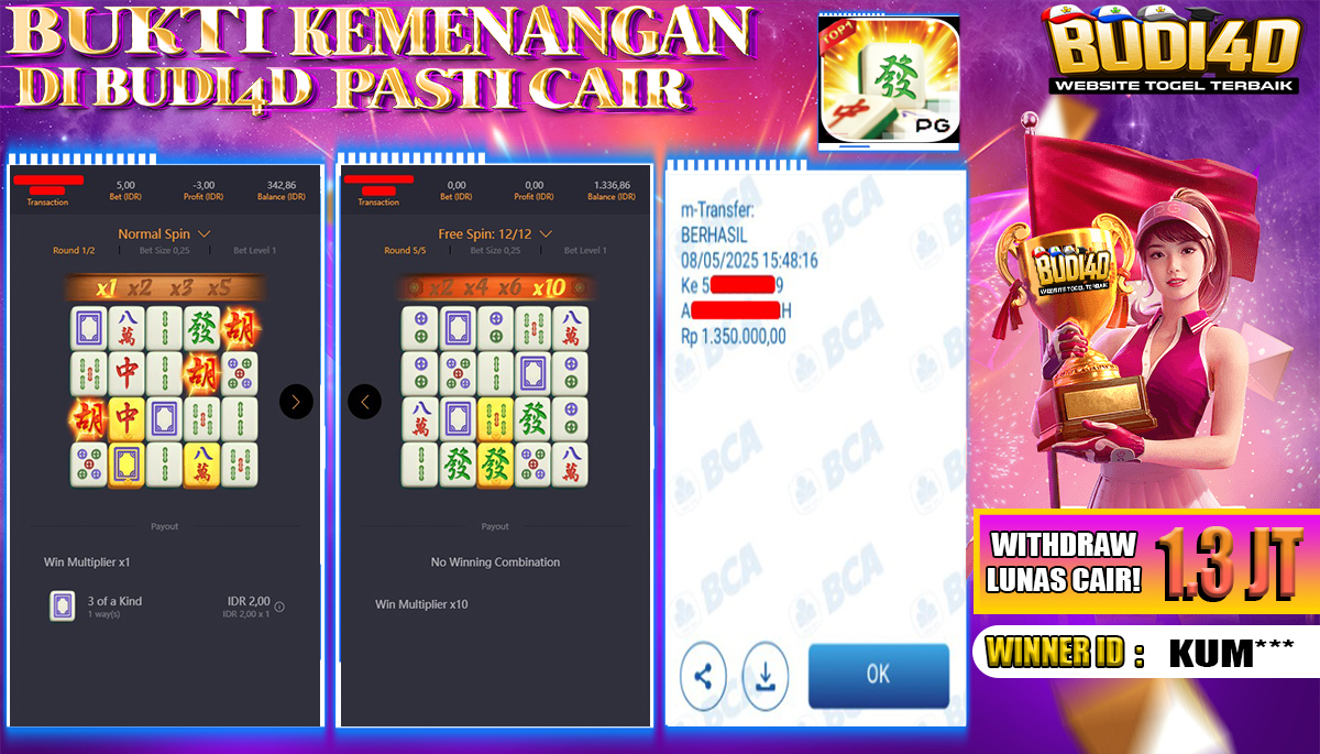 BUDI4D JACKPOT SLOT PGSOFT MAHJONG WAYS Rp.1.350.000,- LUNAS