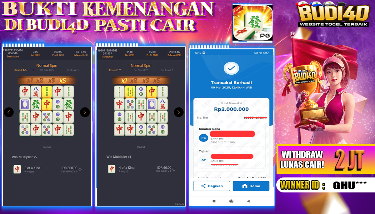 BUDI4D JACKPOT SLOT PGSOFT MAHJONG WAYS Rp.2.000.000,- LUNAS
