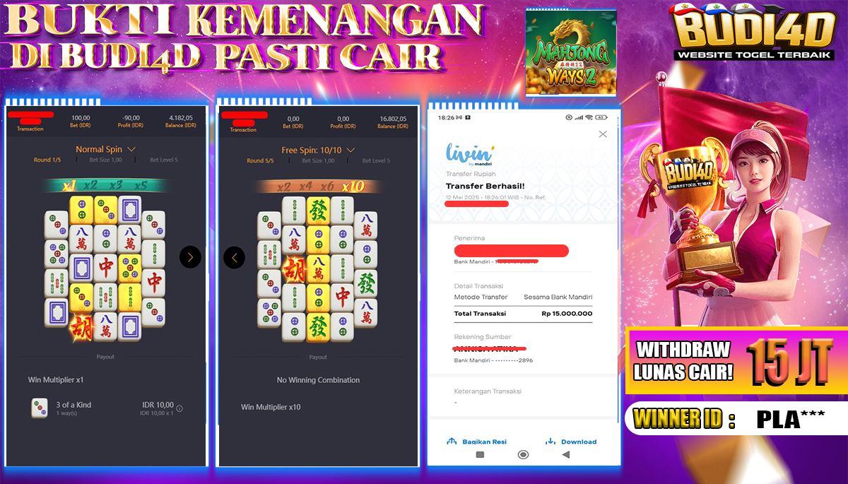 BUDI4D JACKPOT SLOT PGSOFT MAHJONG WAYS 2 Rp.15.000.000,- LUNAS