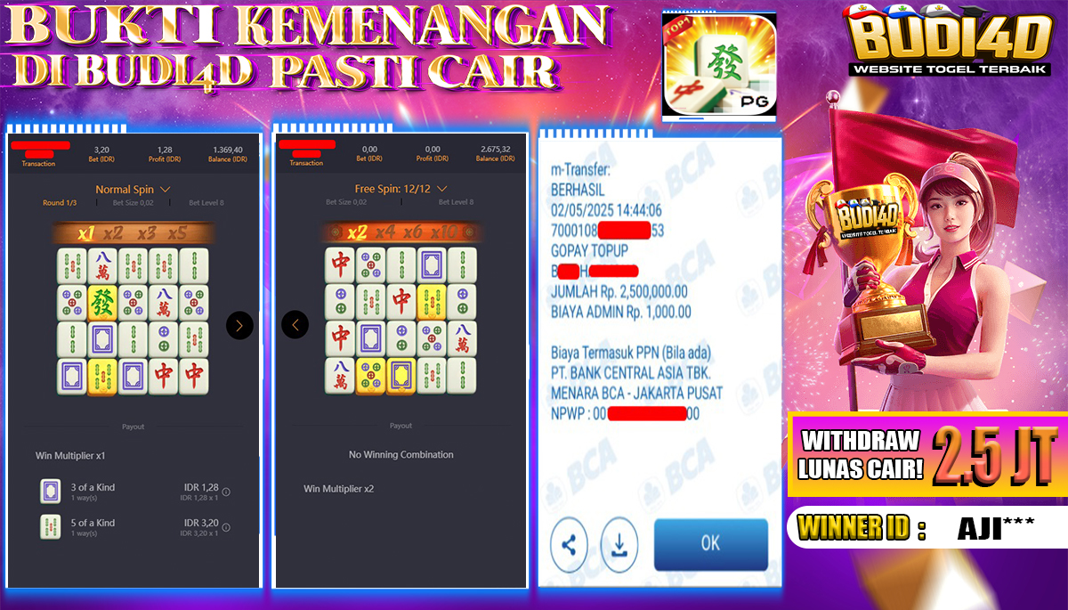 BUDI4D JACKPOT SLOT PGSOFT MAHJONG WAYS Rp.2.500.000,- LUNAS