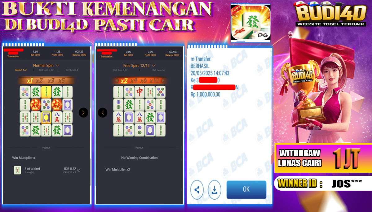 BUDI4D JACKPOT SLOT PGSOFT MAHJONG WAYS Rp.1.000.000,- LUNAS