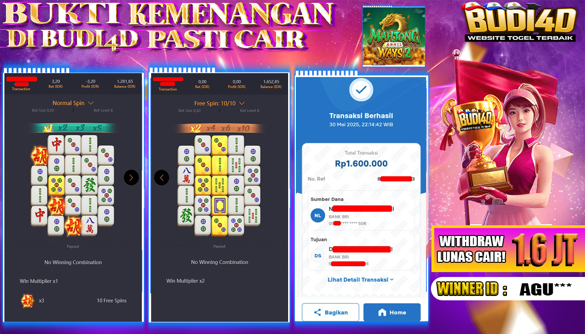 BUDI4D JACKPOT SLOT PGSOFT MAHJONG WAYS 2 Rp.1.600.000,- LUNAS