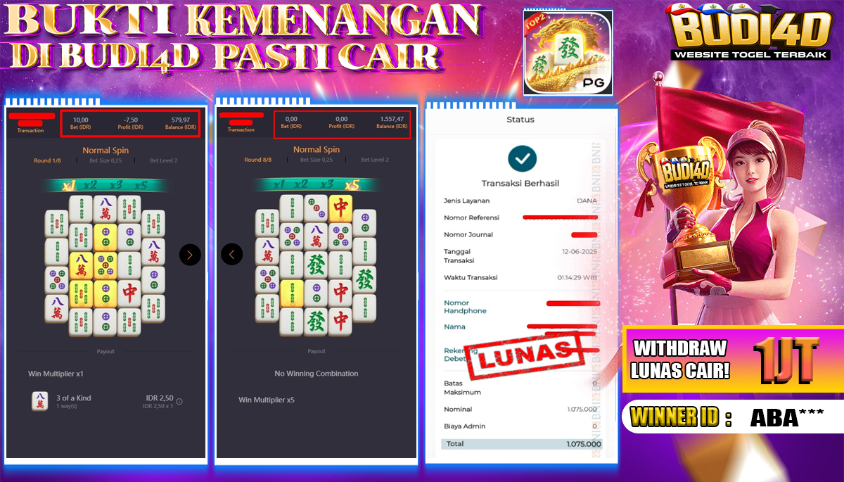 BUDI4D JACKPOT SLOT PGSOFT MAHJONG WAYS 2 Rp.1.075.000,- LUNAS