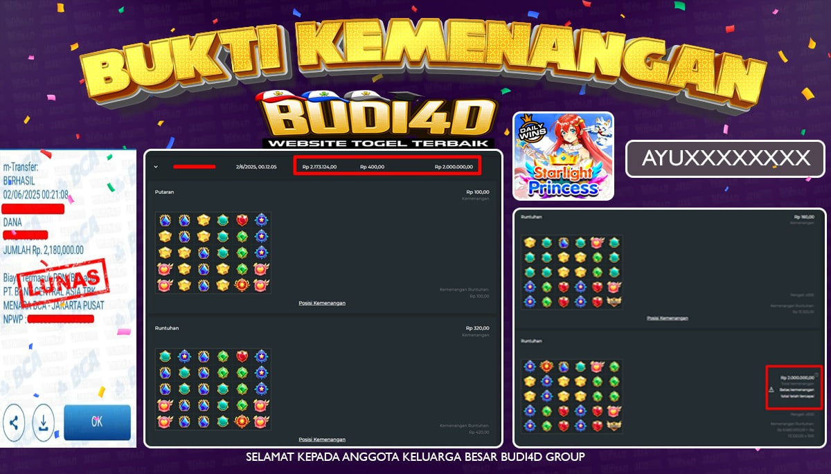 BUDI4D JACKPOT SLOT PRAGMATIC STRALIGHT PRINCESS Rp.2.180.000,- LUNAS