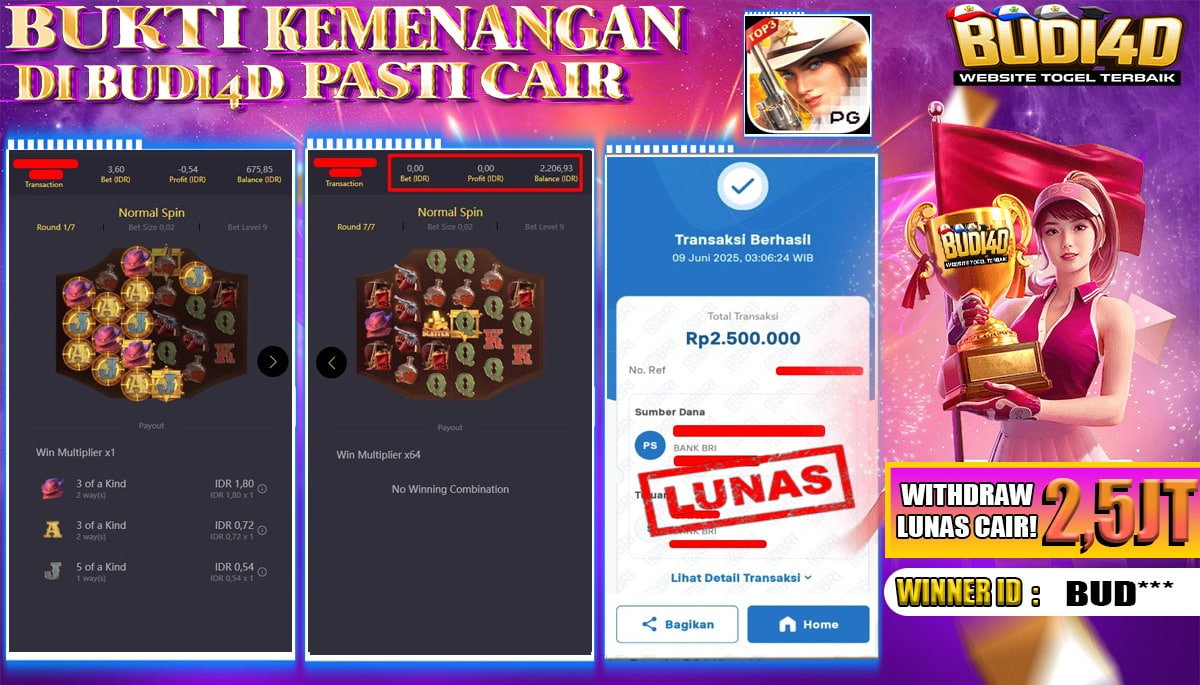 BUDI4D JACKPOT SLOT PGSOFT WILD BOUNTY SHOWDOWN Rp.2.500.000,- LUNAS