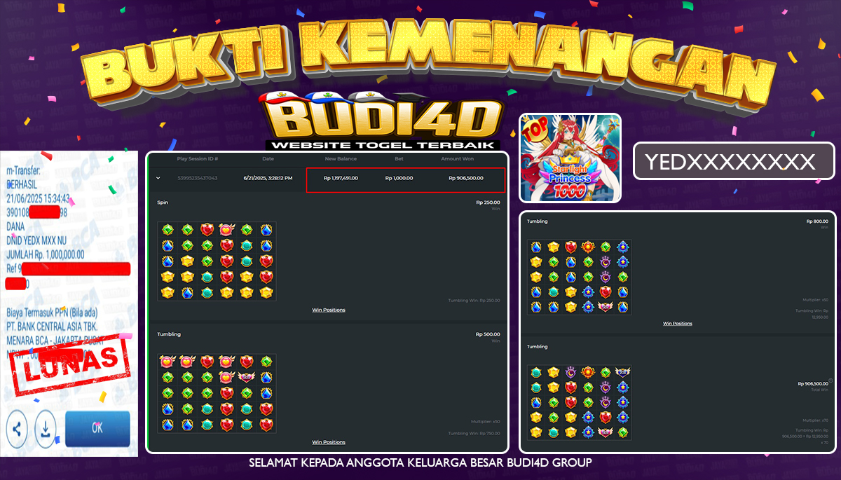 BUDI4D JACKPOT SLOT PRAGMATIC STARLIGHT PRINCESS 1000 Rp.1.000.000,- LUNAS