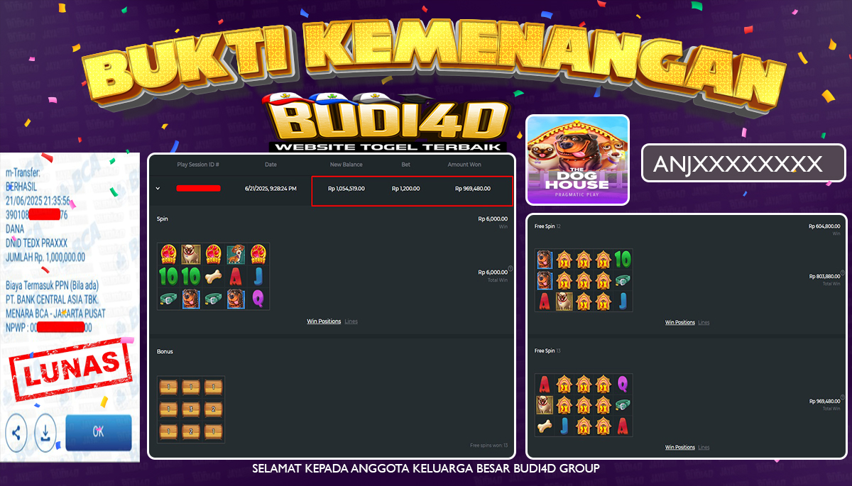 BUDI4D JACKPOT SLOT PRAGMATIC THE DOG HOUSE Rp.1.000.000,- LUNAS