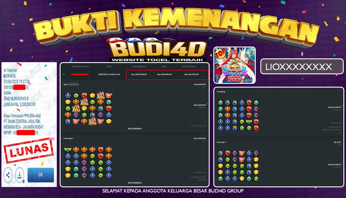 BUDI4D JACKPOT SLOT PRAGMATIC STARLIGHT PRINCESS 1000 Rp.2.200.000,- LUNAS