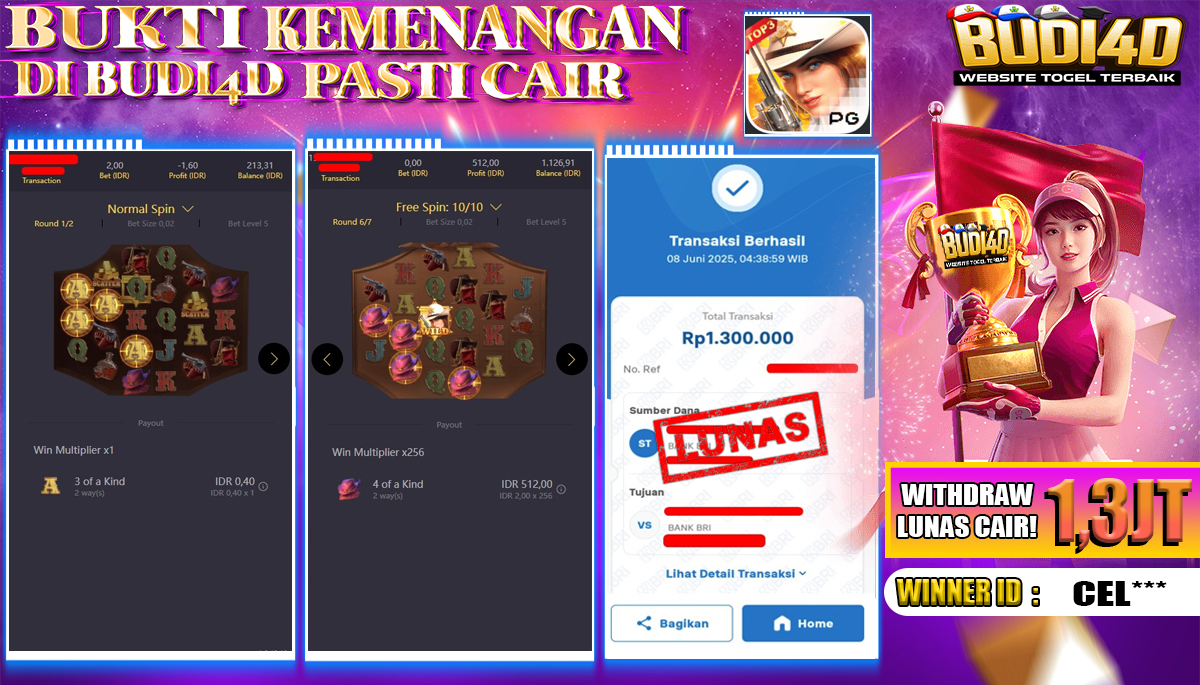 BUDI4D JACKPOT SLOT PGSOFT WILD BOUNTY SHOWDOWN Rp.1.300.000,- LUNAS