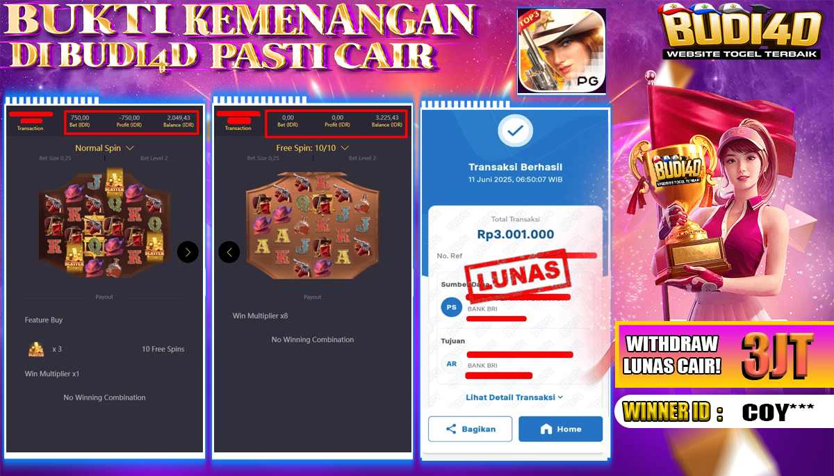 BUDI4D JACKPOT SLOT PGSOFT WILD BOUNTY SHOWDOWN Rp.3.001.000,- LUNAS
