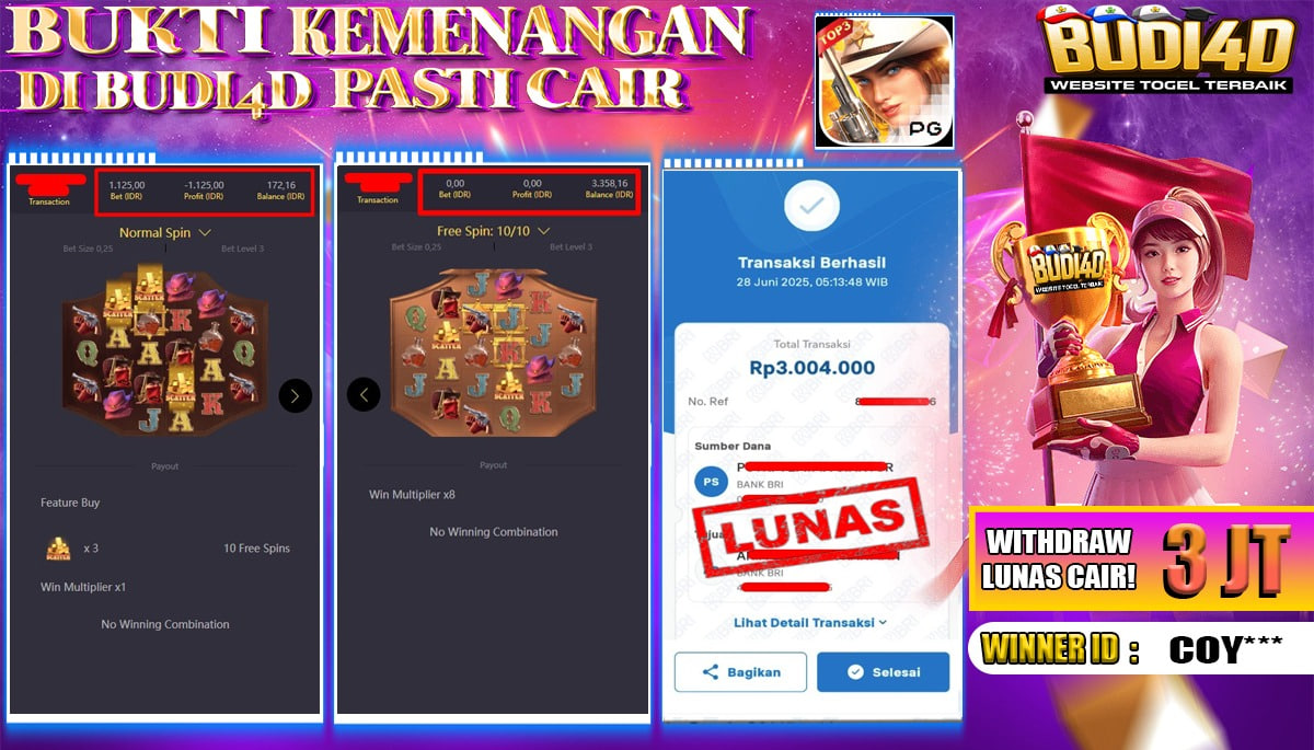 BUDI4D JACKPOT SLOT PGSOFT WILD BOUNTY SHOWDOWN Rp.3.004.000,- LUNAS