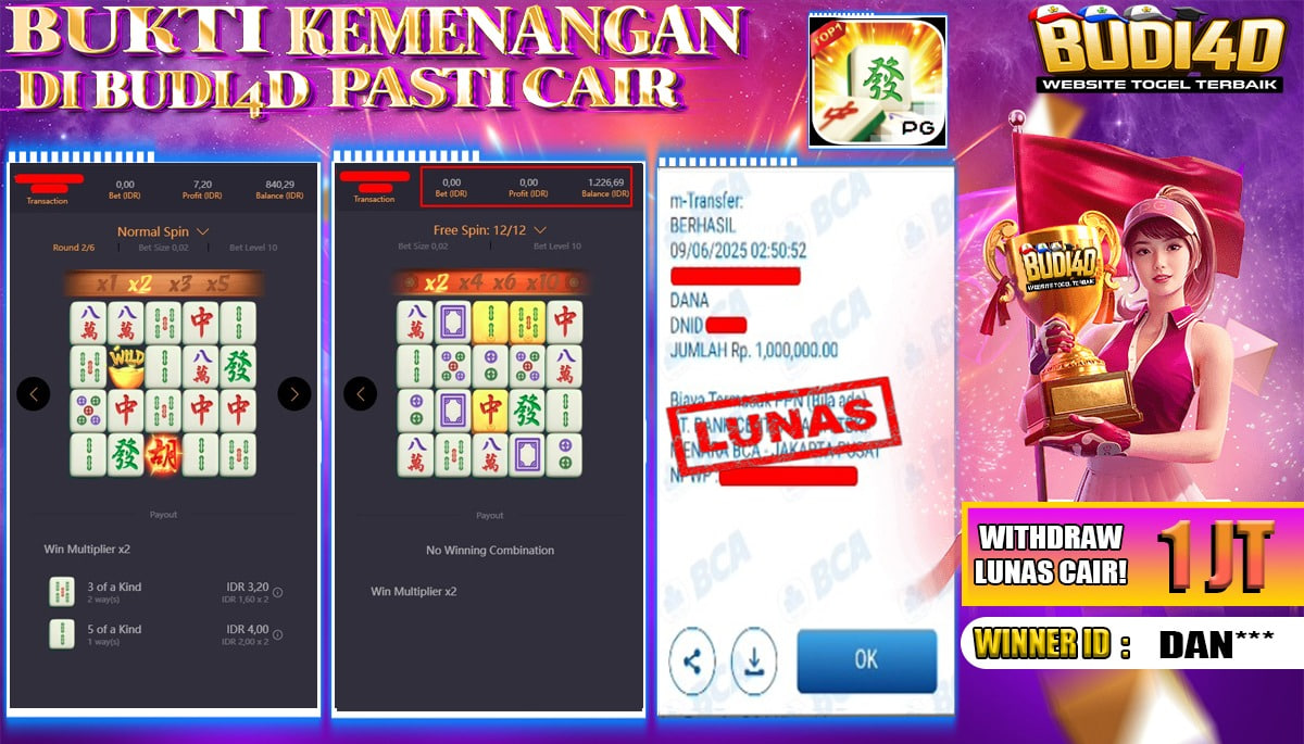 BUDI4D JACKPOT SLOT PGSOFT MAHJONG WAYS Rp.1.000.000,- LUNAS