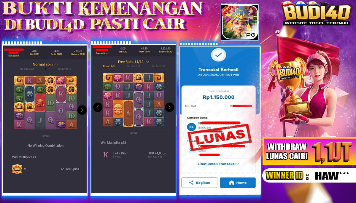 BUDI4D JACKPOT SLOT PGSOFT TREASURE OF AZTEC Rp.1.150.000,- LUNAS