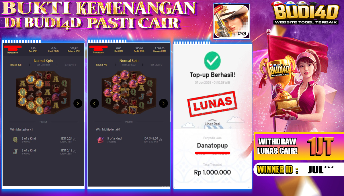 BUDI4D JACKPOT SLOT PGSOFT WILD BOUNTY SHOWDOWN Rp.1.000.000,- LUNAS