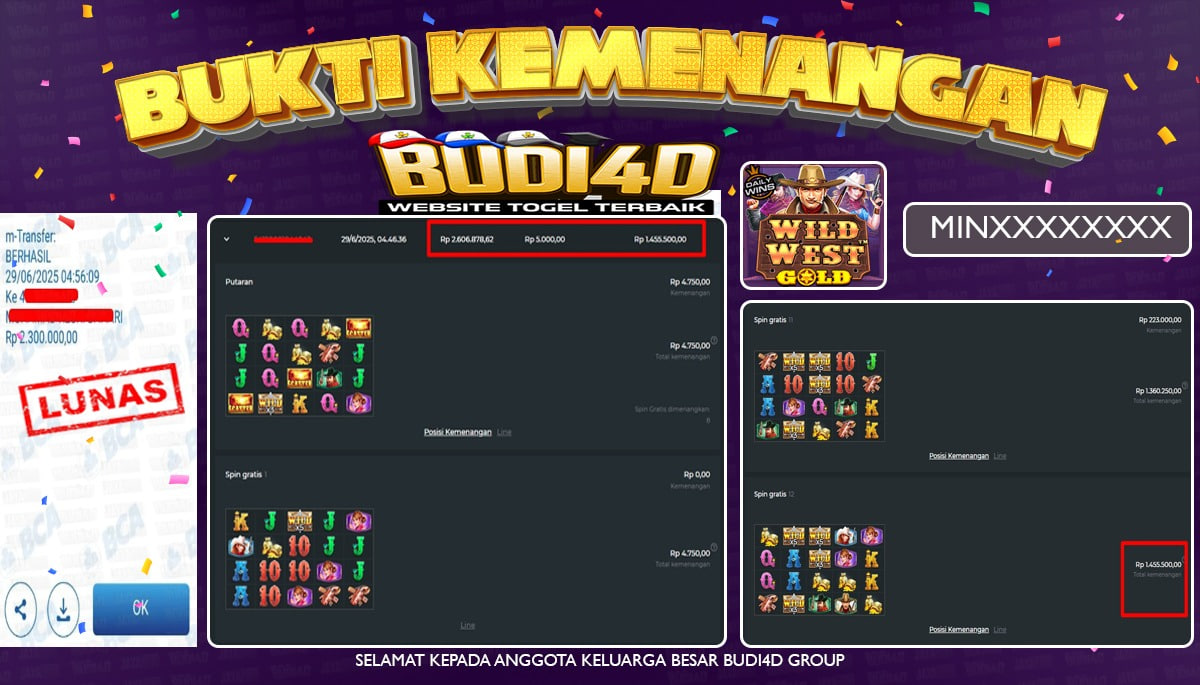 BUDI4D JACKPOT SLOT PRAGMATIC WILD WEST GOLD Rp.2.300.000,-LUNAS