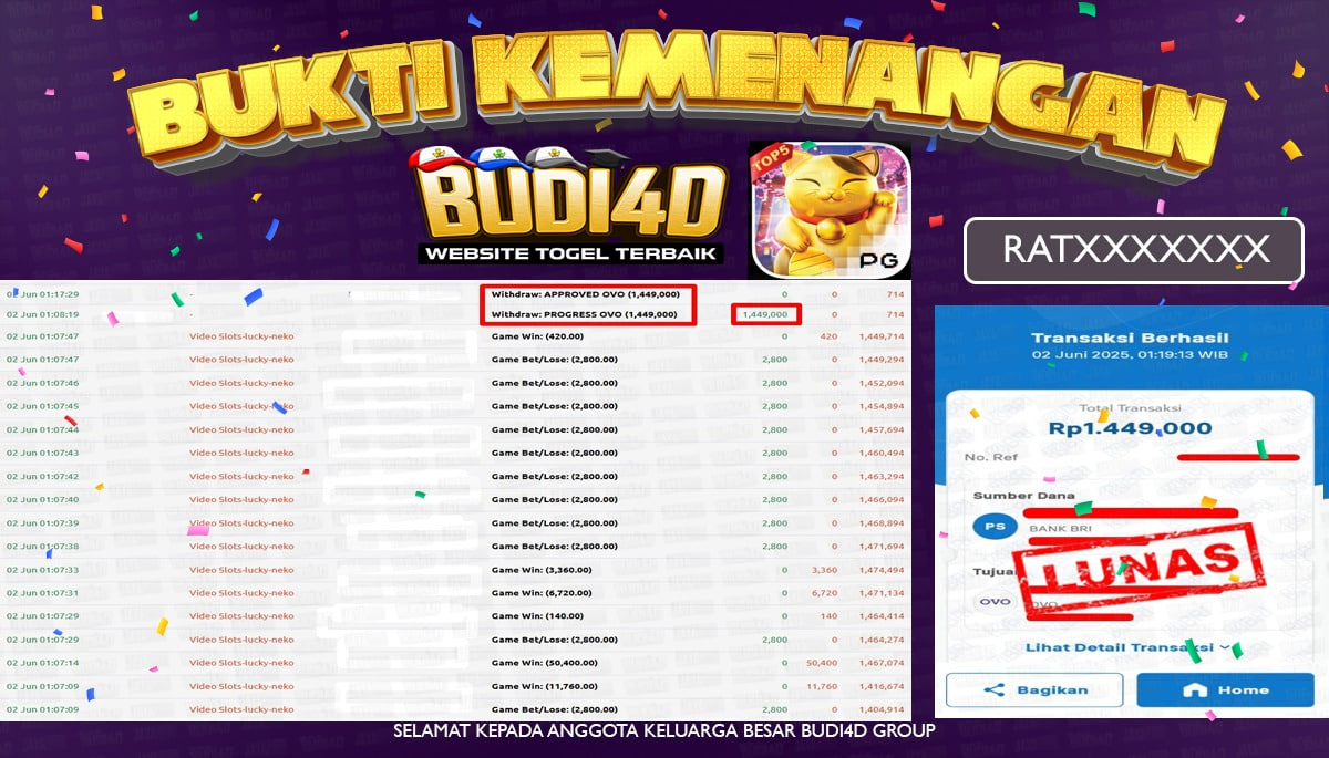 BUDI4D JACKPOT SLOT PGSOFT LUCKY NEKO Rp.1.449.000,- LUNAS
