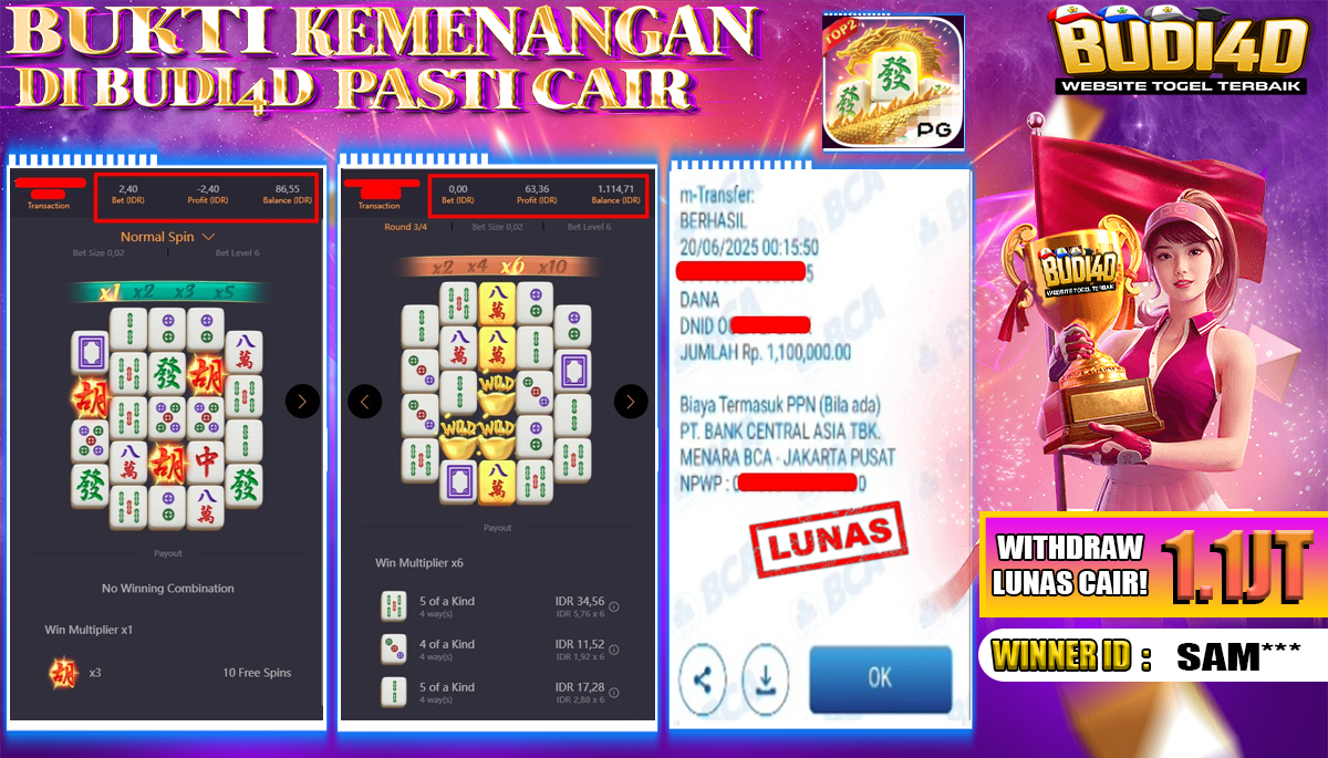 BUDI4D JACKPOT SLOT PRAGMATIC MAHJONG WAYS 2 Rp.1.100.000,- LUNAS