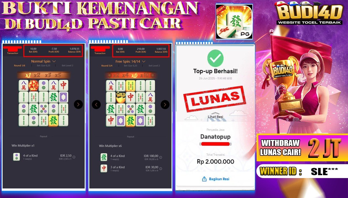 BUDI4D JACKPOT SLOT PRAGMATIC GATES OF OLYMPUS 1000 Rp.3.000.000,- LUNAS