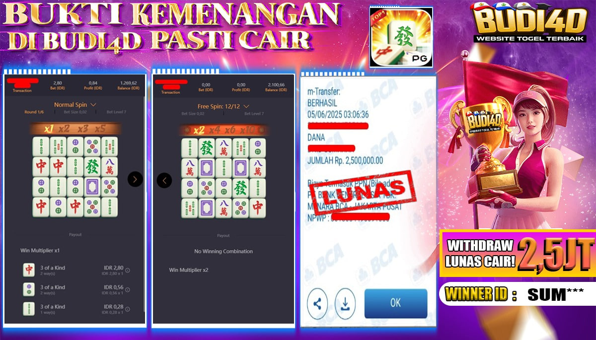 BUDI4D JACKPOT SLOT PGSOFT MAHJONG WAYS Rp.2.500.000,- LUNAS