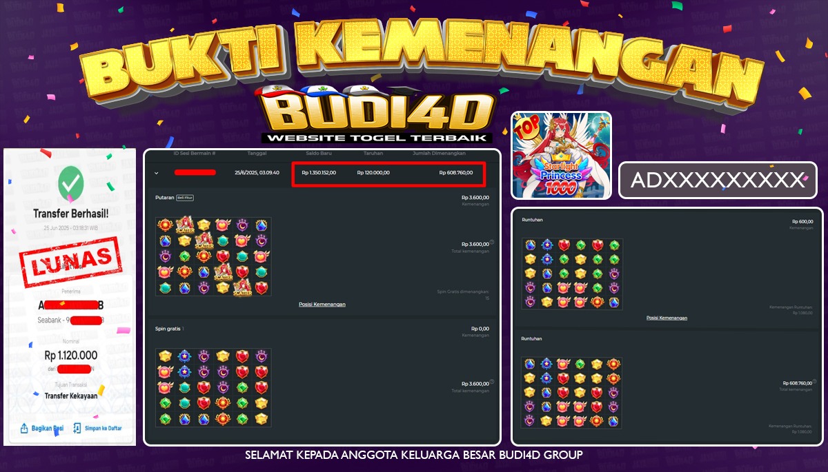 BUDI4D JACKPOT SLOT PRAGMATIC PLAY STARLIGHT PRINCESS 1000 Rp.1.120.000,- LUNAS
