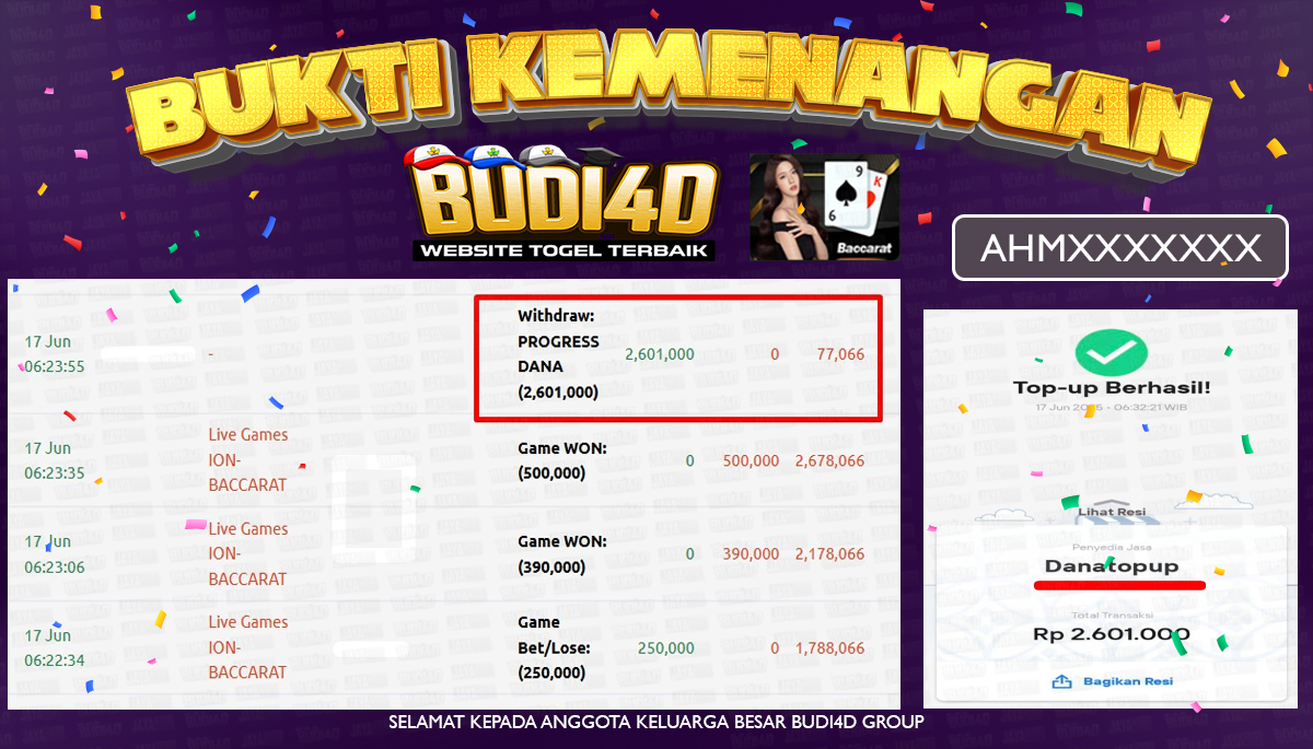 BUDI4D JACKPOT LIVE CASINO ION CASINO BACCARAT Rp.1.200.000,- LUNAS